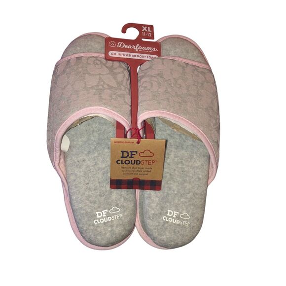 Dearfoams Cloud Step Slippers Women’s XL 11-12 Slide Chalk Pink Washable Comfort - Picture 3 of 13